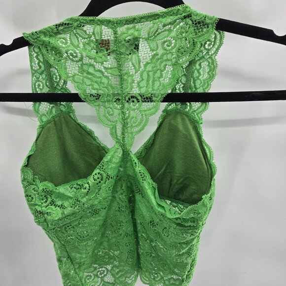 Lovepoem by Block Neon Green Racerback Lace Bralette Cami Size Medium/Large - Picture 3 of 5